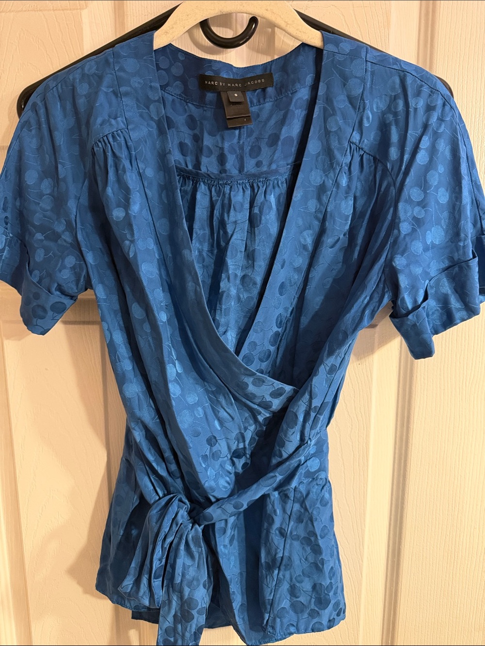 Marc by Marc Jacobs Royal Blue Dot Jacquard Wrap Top